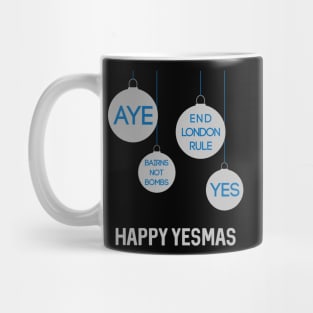Silver Happy Yesmas Christmas Decoration Bauble Design Mug